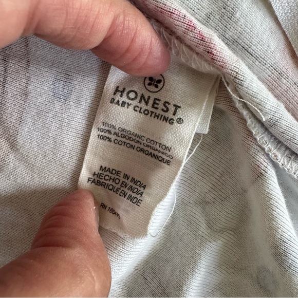 HonestBaby Pink and Cream One Piece Pajama, 100% Organic cotton, size 0-3M - Picture 4 of 4